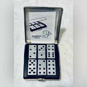 Vintage (1960’s) Classic Travel Dominoes Set in Black and Silver Case